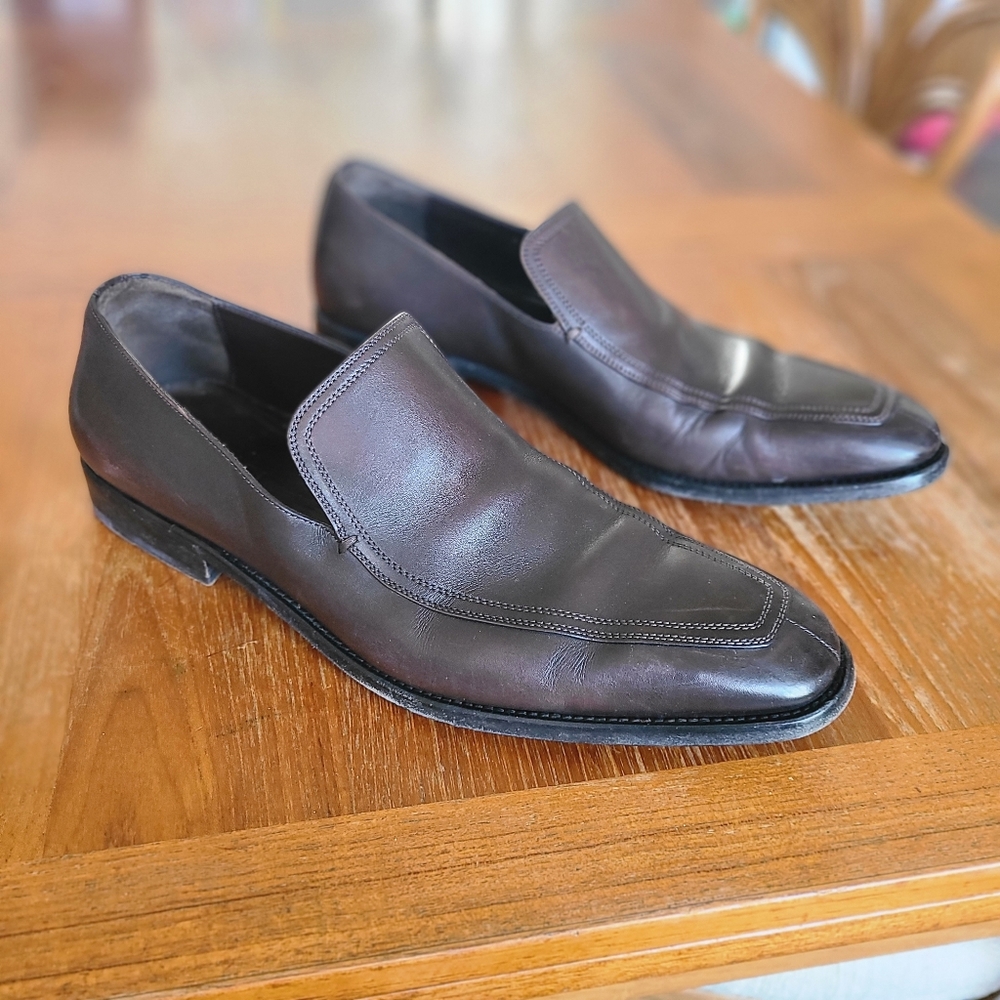 Gucci 154013 9 D Split Toe Brown Leather Loafers